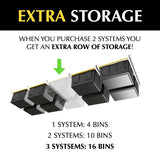 E-Z Garage Storage Overhead Bin Storage Rack Organization System - Store 4 Bins on Garage Ceiling/Adjustable to Fit Any Size Tub - Made In USA E-Z Garage Storage