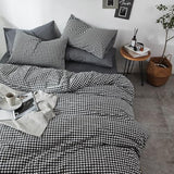 mixinni Black Gingham Comforter Set King, Plaid Comforter Set 3 Pieces 1 Black Grid Comfoter with 2 Pillow Cases for All Seasons, Soft Fluffy Modern Grid Pattern Printed Bedding-King Size mixinni