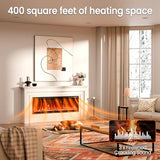 60” Smart Electric Fireplace with Voice Control, Realistic Flame, Crackling Sound, Wall Mounted or Recessed Fireplace Insert, App/Remote Control, Logs & Crystals Included for Living Room, Bedroom Rresyet