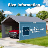 Carport Canopy Replacement Sidewall 20x6.6 FT Fits 10x20, 12x20, 20x20 FT Carport with Roll-up Windows, Waterproof & UV Protected, Easy Assembly with Ball Bungees, Grey (Sidewall Only, 1 Pack) FLOUREE