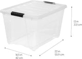 IRIS USA 54 Qt Stackable Plastic Storage Bins with Lids, 6 Pack - BPA-Free, Made in USA - See-Through Organizing Solution, Latches, Durable Nestable Containers, Secure Pull Handle - Clear Iris Ohyama