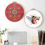 Esffaci Embroidery Starter Kit for Adult Beginner with Mandala Datura Pattern Hand Embroidery Set with Embroidery Cloth Hoop Needle Threader Embroidery Floss and Instruction