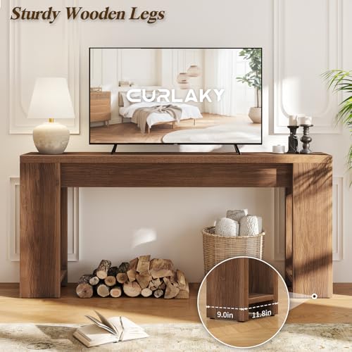 Curlaky 71" Extra Long Console Table, Wood Farmhouse Entryway Table, Plank and Beam Console Tables for Living Room, Entry, Entrance, Behind Couch, Hallway, Foyer, Narrow Sofa Tables for Front Doo Curlaky