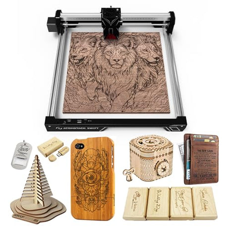 ATOMSTACK Swift 12W Laser Engraver, Swift 12W Laser Cutter, 0.06mm High Accuracy Laser Engraving Machine for Wood and Metal, Dark Acrylic, Glass, Leather ATOMSTACK