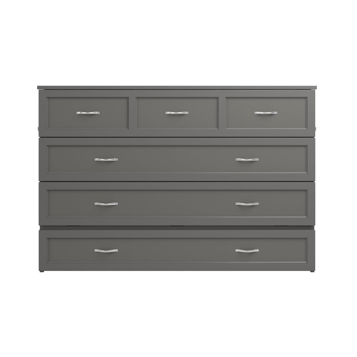 AFI, Northfield Murphy Bed Chest Queen with 6" Mattress, Storage Drawer & Built-in USB Charger, Grey AFI