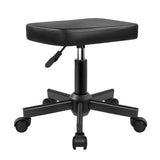 WKWKER Rolling Stool Height Adjustable 360° Swivel Stool with Wheels Square Seat PU Leather Rolling Stool for Bedroom Counter Shop Salon Massage Home Office Desk (Black) WKWKER