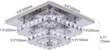 FRIXCHUR Crystal Ceiling Light Square Chandelier Modern LED Flush Mount 2 Layers Ceiling Lamp Lighting Fixture for Dining Room Living Room Bedrooms Kitchen Hallway Foyer (Cool White) FRIXCHUR