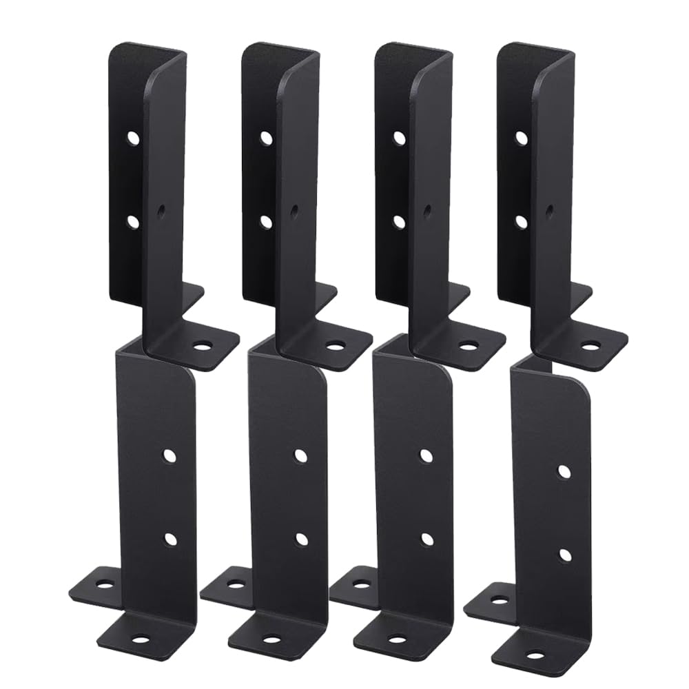 8 Set of Fence Post Base Support Wooden Post Repair Fixed Steel Pile Base Deck Post Anchor Base Brackets Kit for Wood Fence Pergola 1.5x1.5,2x2,2x4,4x4 Post,Post Anchor Base Brackets for Deck Railing
