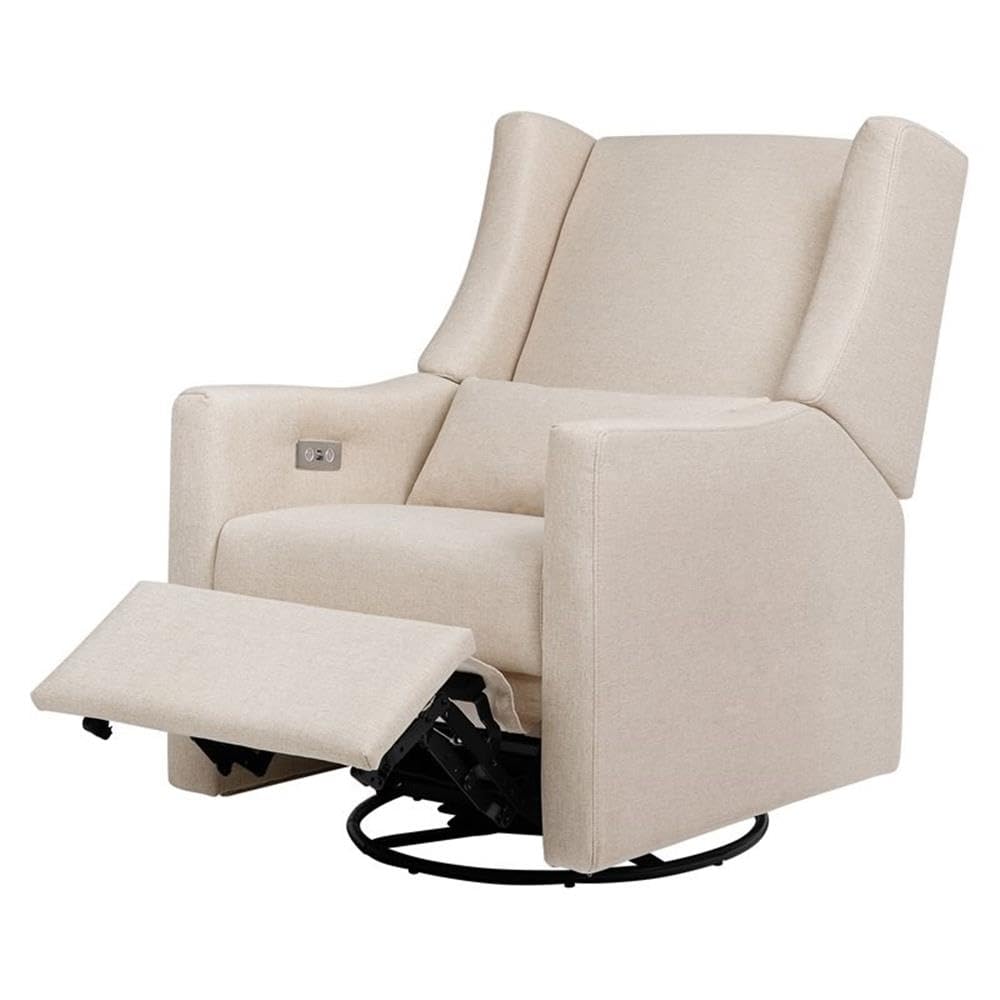 Babyletto Kiwi Electronic Power Recliner and Swivel Glider with USB Port in Performance Beach Eco-Weave, Water Repellent & Stain Resistant, Greenguard Gold and CertiPUR-US Certified babyletto