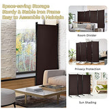 Giantex 4 Panel Room Divider - Folding Privacy Screen for Room Partition, 5.6 Ft Foldable Separator Wall, Brown Giantex