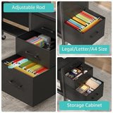 Rolling Teacher Desk with File Drawer & Privacy Panel, 47" Mobile Computer Desk with 3 Storage Drawers on Wheels, Modern Office Desks with File Cabinet for Classroom & Home Office, Black WINAZ