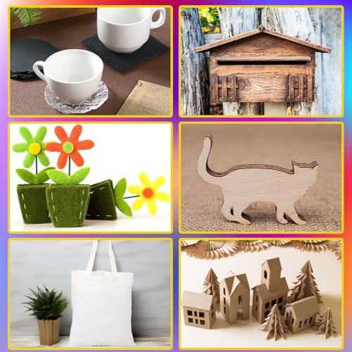 MiniInflat 253 Pcs Laser Engraving Material Kit Laser Cutting Engraving Materials Accessories Including Acrylic, PU Leather, Canvas, Wood, Metal, Felt, Rock, Glass, Rubber Materials for Laser Engraver MiniInflat