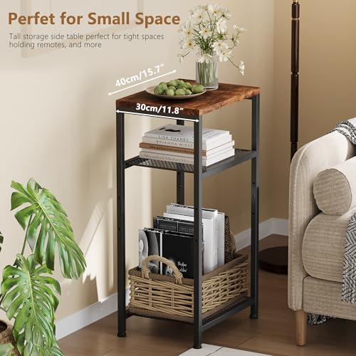 Heybly Small Side Table, 29.1" Tall End Table with Adjustable Shelf, Telephone Table, Nightstand, Accent Table Stand, Small Entryway Table, Bedroom,Living Room, Office,Bathroom, Rustic Brown,HET003SR1 Heybly