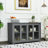 Giantex Buffet Sideboard, Wood Credenza with Sliding Doors, Storage Cabinet with Adjustable Shelf, Modern Console Table, Kitchen Cupboard, Buffet Pantry, Living Room Dining Room Furniture (Gray) Giantex