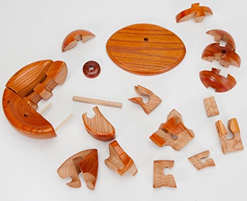 CHH 6140 4.5 Inch Wooden Baseball and Glove 3D Puzzle, Dark Wood Finish CHH