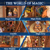 Mccreadee Book Nook Kit, DIY Miniature House 3D Wooden Puzzle with LED Light, Fantasy Bookstore Bookshelf Decor for Adults, Teens & Beginners, Gift for Book Lovers