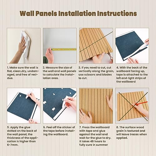 Aboofx Real Wood Panels for Wall, 12 PCS 11.6sqft Cuttable 3D Wall Panels Waterproof Wood Slat Wall Panel Paneling 11.8" x 11.8", Bendable Wood Wall - WoodArtSupply