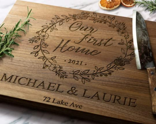 Personalized Our First Home Custom Cutting Board - Housewarming Gift, Cutting Board, Personalized Gifts, Wooden Cutting Board - WoodArtSupply