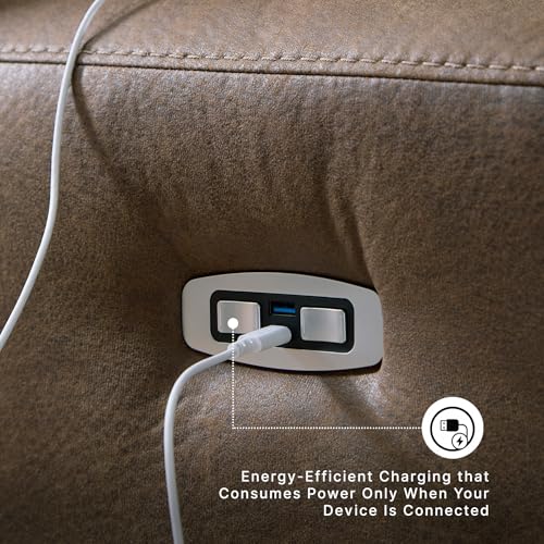 Signature Design by Ashley Bealeaf Contemporary Power Rocker Recliner with USB Ports, Dark Brown