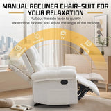 Korser Recliner Chair, Living Room Recliner Chairs for Adults, Small Recliners for Small Spaces, Upholstered Manual Recliner with Side Pockets, Modern Nursery Chair for Living Room, Chenille, Beige