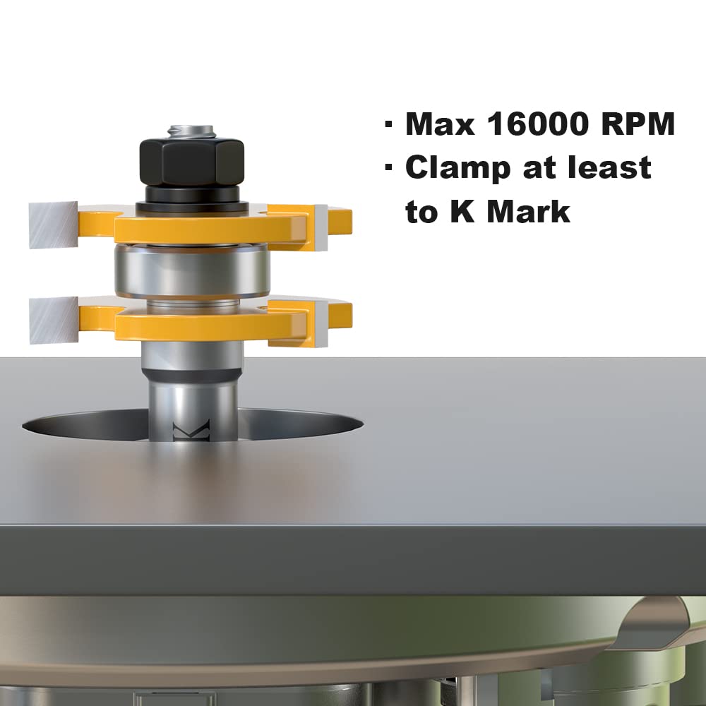 FivePears Tongue and Groove Router Bit Set with 1/2" Shank,T Shape 3 Teeth Wood Milling Cutter Woodworking Tool(2pcs) FIVEPEARS