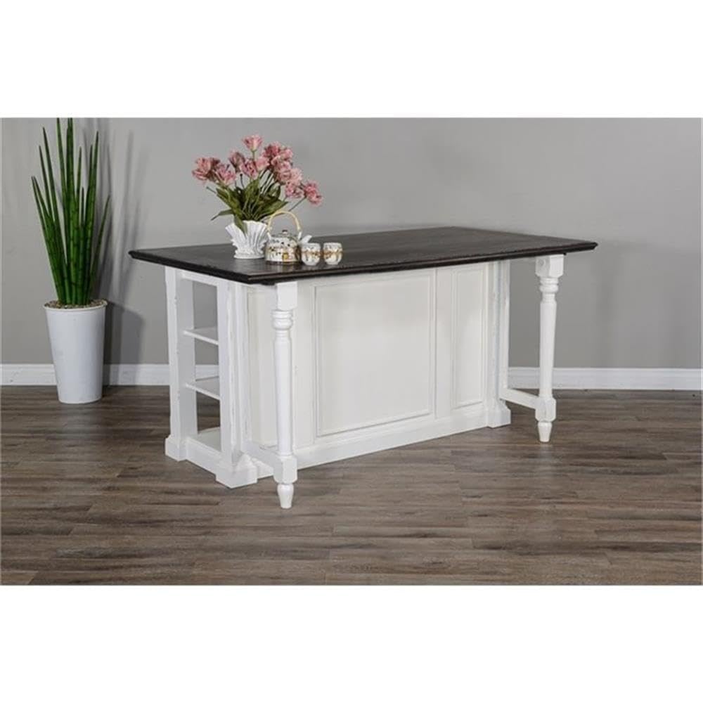 Pemberly Row Wood Kitchen Cart in Espresso (36" H x 71.5" W x 38" D) for Kitchen, Dining Room with Adjustable Shelves, 13" Drop Leaf, Easy Assembly Pemberly Row