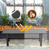 TECSPACE 47 Inches Aluminum Outdoor Weatherproof Bench Backless, 330 LBS Bearing Capacity Garden Porch Bench, Black TECSPACE