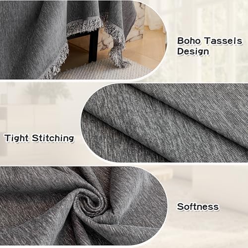MYSKY HOME Couch Cover for Sectional Sofa, 2 Pieces Couch Covers for L Shape Sofa Cover, Furniture Protector for Pets, Kids, Sofa Slipcover for 2-3 Cushion Couch (71"x118"+71"x118", Dark Grey) MYSKY HOME