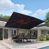 PURPLE LEAF 10' X 13' Double Top Deluxe Wood Pattern Rectangle Patio Umbrella Offset Hanging Umbrella Outdoor Market Umbrella Garden Umbrella, Navy Blue PURPLE LEAF