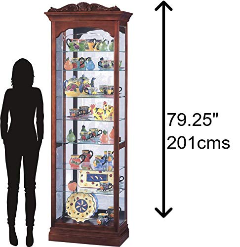 Howard Miller Hastings Curio Cabinet II, Portable Storage Cabinet Adjustable Glass Shelves with Lockable Side Opening Door, Wood Finish Perfect for Collectibles, Living Room & Office & Home Decor Howard Miller