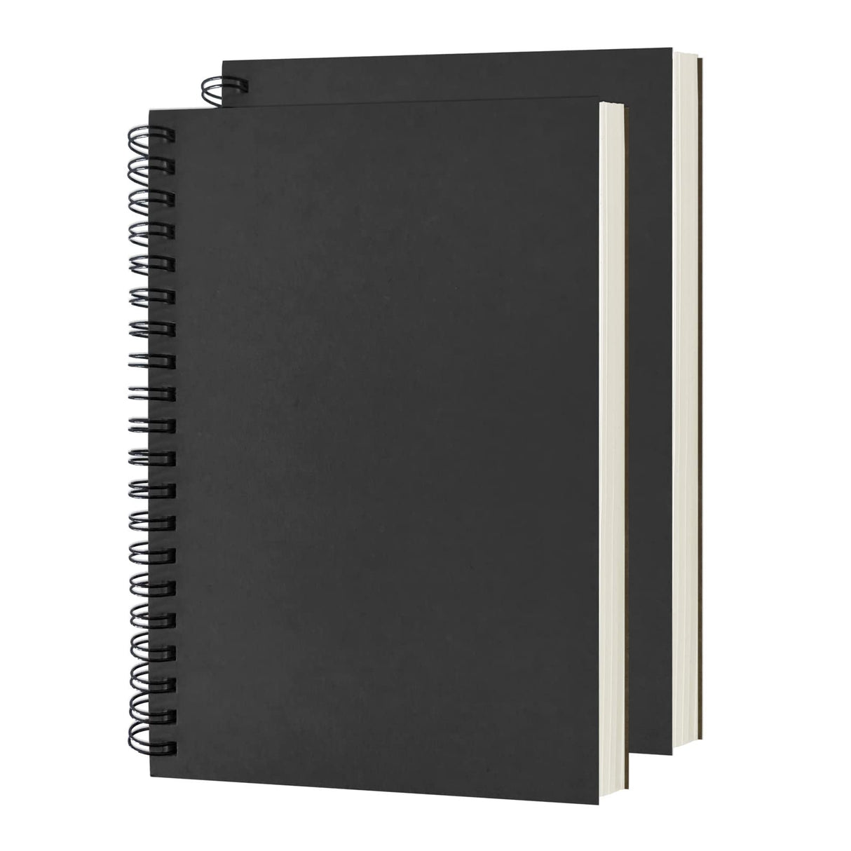 DSTELIN Blank Spiral Notebook, 2-Pack, Soft Cover, Sketch book, 100 Pages / 50 Sheets, 7.5 inch x 5.1 inch, 100GSM, (Black) DSTELIN
