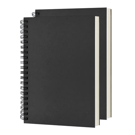 DSTELIN Blank Spiral Notebook, 2-Pack, Soft Cover, Sketch book, 100 Pages / 50 Sheets, 7.5 inch x 5.1 inch, 100GSM, (Black) DSTELIN