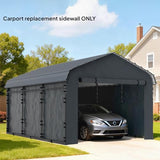 Outsunny Carport Replacement Sidewall Panels Set of 4 for 12' x 20' Carports, UPF50+ Waterproof PE Tarp Replacement Side Wall Cover with Zipper Door, Top Cover and Frame Not Included, Dark Gray Outsunny