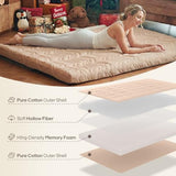 ZonLi Japanese Floor Mattress Futon Mattress Queen Size, Thicken Roll Up Tatami Mat w/ 100% Cotton Washable Cover, Portable & Foldable Floor Bed Mattress for Sleeping, Dormitory, Adult Kids, Coffee ZonLi