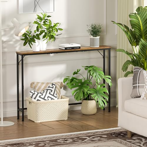 Vantimo 47.2" Console Table, Narrow Entryway Table, Skinny Sofa Table, Behind Couch Table, Long Skinny Table, DisplayTable for Entryway, Living Room, Foyer, Corridor, Office, Rustic Brown Vantimo