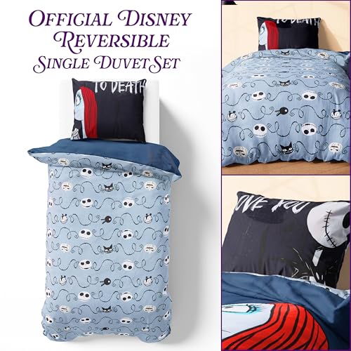 Disney Stitch Duvet Cover and Pillowcase Set, Single or Double Size, Bedroom Accessories for Kids Teens (Black Jack Single) Disney