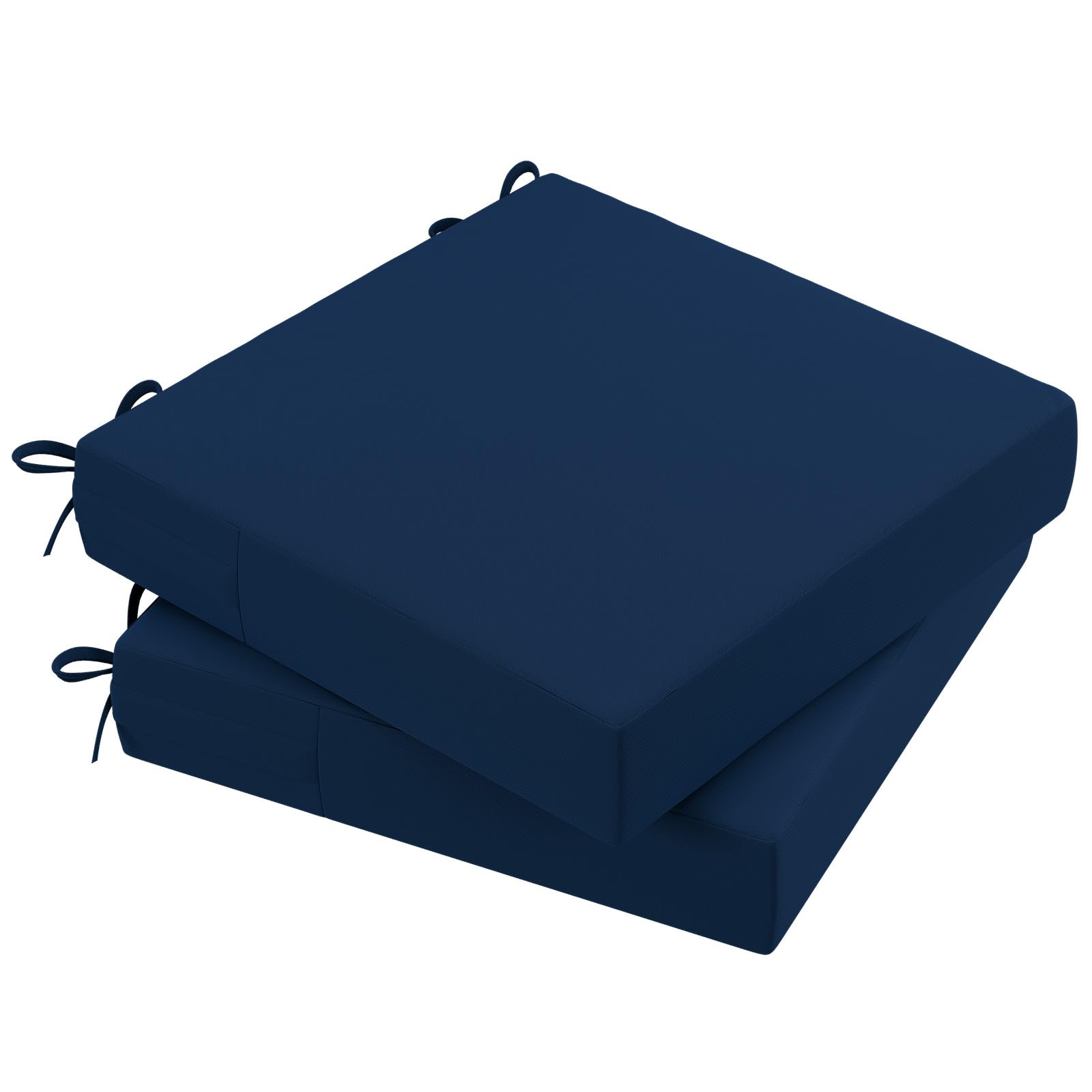 AAAAAcessories Outdoor Seat Cushions for Patio Furniture, Waterproof Replacement Patio Chair Cushions, Set of 2, 21 x 21 x 4 Inch, Navy Blue - WoodArtSupply