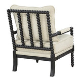OSP Home Furnishings Eliza Spindle Accent Chair, Linen Fabric with Black Wood OSP Home Furnishings