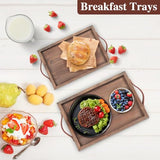 Geevon 2 Set Rustic Wooden Serving Tray with Handles, Large Wooden Ottoman Tray, Nesting Trays for Serving Food, Coffee Table, Stylish Farmhouse Decor Serving Trays, Brown Geevon