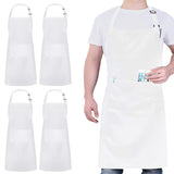 4 Packs Chef Apron, Waterproof Apron, Adjustable Apron with 2 Pockets for Men Women, Professional Apron for Kitchen Cooking Gardening Painting Baking Restaurant (White) loteaf