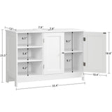 TEENFON 35.4" Pedestal Sink Storage Cabinet with 2 Doors and Adjustable Shelves, Bathroom Sink Cabinet, Under Sink Storage with U-Shape Cut-Out, White TEENFON