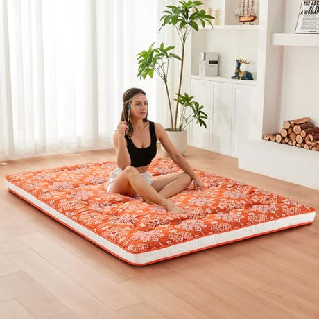 Dr.Futon Japanese Floor Futon Mattress Extra Thick Folding Roll Up Bed Topper Mat for Guest,Lounger and Tavel Dr.Futon