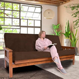 Foamma Memory Foam Futon Mattress, Double-Sided Foldout Couch Futon Mattress, 6" x 60" x 80" Queen Size (Brown), Corduroy Fabric - Heavy Duty Sofa Bed, Thick Corded Cushion (Frame NOT Included) Foamma
