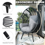 LUTINLIX Oversized Wicker Egg Chair Set of 2 Outdoor Indoor,Patio Lounge Chair with Thicken Cushions & Durable Steel Frame, Egg Basket Chair 500lbs Capacity for Garden, Backyard, Porch,Bedroom LUTINLIX