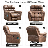 HAOMARKETS Oversized Power Lift Recliner with Massage and Heat for Elderly, Faux Leather Electric Lifting Reclining Chair with Side Pockets and USB Port for Living Room, Brown