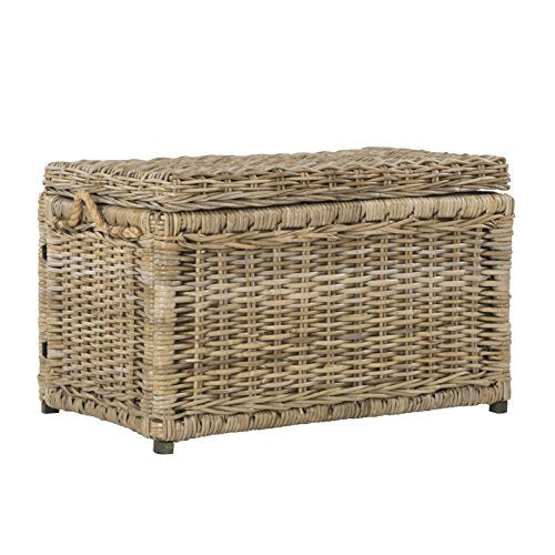 happimess HPM9003B Jacob 30" Wicker Storage Trunk, Collapsible for flat storage, Rattan-Kubusoft Gray, Coastal for Office, Dorm Room-LivingRoom, Bedroom, Dining Room, Natural happimess