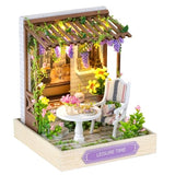 DIY Miniature House Kit, Mini House Building Kit with LED & Dust Cover, DIY Wooden Dollhouse Miniature Kit for Adults Teen, Wooden Crafts Lovely Dollhouse Kit, Leisure Time
