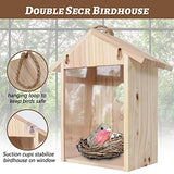 Window Birdhouse for Outdoor Hanging Natural Wood Bird House with Suction Cups for Garden Decor Bird Houses for Outside Clearance CHIUEAST