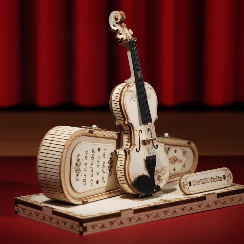 ROKR Wooden 3D Puzzles for Adults Violin, Musical Instrument Model Kit 3D Puzzles for Teens and Kids to Build, Desk Decor/DIY Hobbies/Gifts for Family and Friends (Violin) ROKR