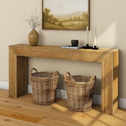 Plank+Beam 66 Inch Camden Console Table - Solid Pine Wood, Easy Assembly for Living Room or Entryway, Rustic Honey Plank+Beam